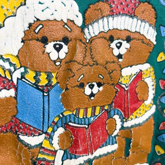 Vintage Holiday Time Sweatshirt Womens Medium Crew Green Christmas Ugly Santa - Picture 5 of 7